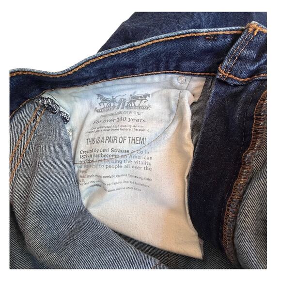 VTG Levi's 505 JEANS Denim Blue Men 36x30 Regular Straight Leg Stretch Dark Wash - Picture 5 of 9